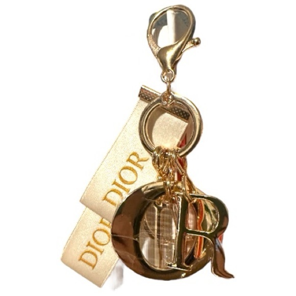 NEW DIOR Beautiful Gold Letter Charm Cream Dior Ribbon Key Holder - Picture 2 of 4